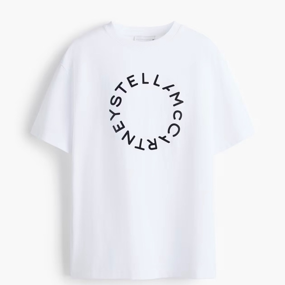 Stella McCartney White Tee with Black Circular Logo